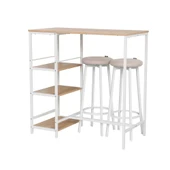 Step-Up 2 Tabureli Yüksek Ayaklı Raflı Mutfak Masa Takımı - Beyaz 100x50x100 - 3