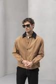 Lauri Workwear Tarzı Tok Kumaş Kadife Yakalı Rahat Kalıp Erkek Ceket - Kahverengi thumbnail 6
