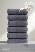 6'lı Eko Antrasit El Havlusu - 50x70Cm, 125Gr, %100 Pamuk, Spa Ve Otel Havlusu, Günlük Kullanıma Uygun - 1