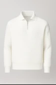 Gibson Oversize Yarım Fermuar Gömlek Polo Yaka Selanik Örme Erkek Triko Kazak - Ekru thumbnail 1