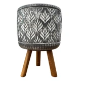 Bitki Tasarımı Ev dekorasyon Antrasit Lotus Ayaklı Beton Saksı Çiçeklik Saksılık thumbnail 3