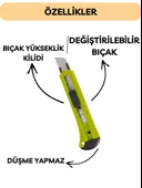 Beylini Falçata Plastik Gövde Geniş Maket Bıçağı Büyük Boy Halı Karton Kutu Gündelik Kullanım Hobi Bıçağı Sarı 15 CM - 4