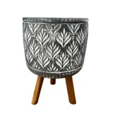 Bitki Tasarımı Ev dekorasyon Antrasit Lotus Ayaklı Beton Saksı Çiçeklik Saksılık thumbnail 5