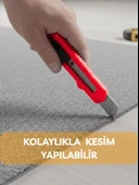 Beylini Falçata Plastik Gövde Geniş Maket Bıçağı Büyük Boy Halı Karton Kutu Gündelik Kullanım Hobi Bıçağı Kırmızı 15 CM - 4
