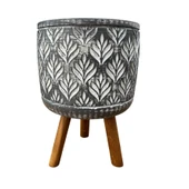 Bitki Tasarımı Ev dekorasyon Antrasit Lotus Ayaklı Beton Saksı Çiçeklik Saksılık thumbnail 4