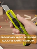 Beylini Falçata Plastik Gövde Geniş Maket Bıçağı Büyük Boy Halı Karton Kutu Gündelik Kullanım Hobi Bıçağı Sarı 15 CM - 3