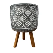 Bitki Tasarımı Ev dekorasyon Antrasit Lotus Ayaklı Beton Saksı Çiçeklik Saksılık thumbnail 1