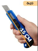 Falçata Plastik Gövde Geniş Maket Bıçağı Büyük Boy Halı Karton Kutu Gündelik Kullanım Hobi Bıçağı Mavi 15 CM - 5