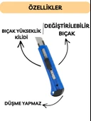 Falçata Plastik Gövde Geniş Maket Bıçağı Büyük Boy Halı Karton Kutu Gündelik Kullanım Hobi Bıçağı Mavi 15 CM - 4