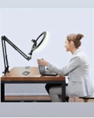 Masa Üstü Yaylı 360 Ayarlanabilir Ring Light Telefon Tutuculu Işıklı Yayıncı Standı - 4