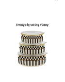 Prime Cream 3’lü Emaye Saklama Kabı - 5