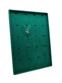Dikine Süet Kumaş Yeşil 34-24 Cm Ayaklı 20 Pedli Kolye Tabla Stand - 1