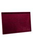 Süet Kumaş Bordo 34-24 Cm Ayaklı 18 Pedli Kolye Tabla Stand - 2