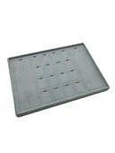 Süet Kumaş Gri 34-24 Cm Ayaklı 18 Pedli Kolye Tabla Stand - 2