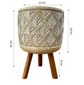 Bitki Tasarımı Ev dekorasyon Bej Lotus Ayaklı Beton Saksı Çiçeklik Saksılık thumbnail 2