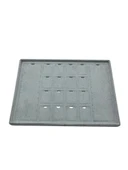 Süet Kumaş Gri 34-24 Cm Ayaklı 18 Pedli Kolye Tabla Stand - 4