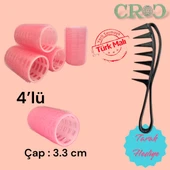 Croc 4lü Küçük Boy Plastik Bigudi Pembe CB21 - Cırtlı Yapışkanlı Saç Bigudisi thumbnail 5