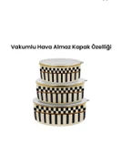 Prime Cream 3’lü Emaye Saklama Kabı - 6