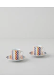 English Home Feliz Porselen 4 Parça 2 Kişilik Kahve Fincan Takımı 80 ml Renkli thumbnail 1