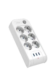 Polosmart MP18 6 Prizli 3 USB Çıkışlı Akım Korumalı Uzatma Kablosu 2 Metre Beyaz - 3