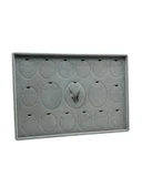 Süet Kumaş Gri 34-24 Cm Ayaklı 17 Pedli Kolye Tabla Stand - 1