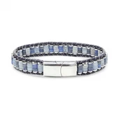 Mavi Aventurin & Hematit Çelik Örgülü Deri Bileklik 31832B22D4 thumbnail 4