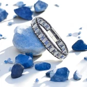 Mavi Aventurin & Hematit Çelik Örgülü Deri Bileklik 31832B22D4 thumbnail 3