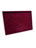 Süet Kumaş Bordo 34-24 Cm Ayaklı 17 Pedli Kolye Tabla Stand - 4