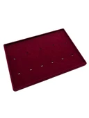 Süet Kumaş Bordo 34-24 Cm Ayaklı 17 Pedli Kolye Tabla Stand - 3