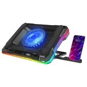 Rampage S49 Cyclone Siyah 10 Mode RGB 140-140mm 1Fanlı 14-19" LED Ekranlı Notebook Soğutucu Stand - 1