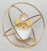 Romantik Dünyam Dekoratif Hediyelik Altın Rengi Metal Mumluk thumbnail 2