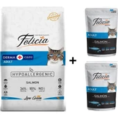 Felicia Somonlu Yetişkin Kedi Maması 2 kg + 2 Adet Yaş Mama - 1