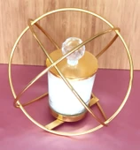 Romantik Dünyam Dekoratif Hediyelik Altın Rengi Metal Mumluk thumbnail 3