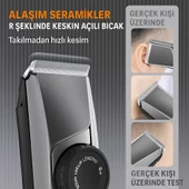 Titanyum Kaplı Seramik Bıçaklı Profesyonel Saç Sakal Kesme Makinesi 6 Başlıklı Dijital Göstergeli - 4