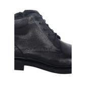 Deri Ortapedik Tabanlı Yandan Fermuarlı Yarım Boğazlı Bağcıklı Siyah Erkek Kışlık Bot Ayakkabı 250158 - 3