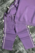 Kız Çocuk Kolları ve Gövdesi Fiyonk Şerit Detaylı Lila Eşofman Takım thumbnail 5