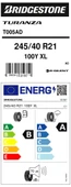 Brıdgestone 245/40R21 100Y Xl Turanza T005 Ao Oto Yaz Lastiği (Üretim Yılı:2023) thumbnail 3