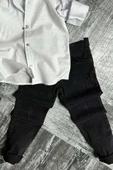 Erkek Çocuk Dokuma Gömlek ve Likralı Gabardin Siyah Jean Alt Üst Takım - 3