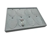 Süet Kumaş Gri 34-24 Cm Ayaklı 8 Pedli Kolye Tabla Stand - 5