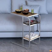 Modilayn C Yan Sehpa Dar Boy Tekerlekli Çalışma, Atıştırmalık, Yemek, Laptop Sehpası Meşe - 13