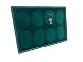 Süet Kumaş Yeşil 34-24 Cm Ayaklı 8 Pedli Kolye Tabla Stand thumbnail 1