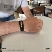 Doğum Ayına Özel 14 Ayar Altın Plakalı Taç Motifli Hakiki Siyah Derili Hediye Bileklik-397 thumbnail 4