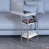 Modilayn C Yan Sehpa Dar Boy Tekerlekli Çalışma, Atıştırmalık, Yemek, Laptop Sehpası Beyaz - 7