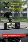 WiFi Destekli 3 Lensli Araç Kamerası  1080P Full HD Gece Görüşü, G Sensör, 360 Kayıt - 7