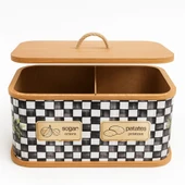 Dekorasyaa 2 Bölmeli Patates Soğanlık - Bambu - Dikdörtgen Dama Desen thumbnail 1