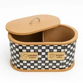 Dekorasyaa 2 Bölmeli Patates Soğanlık - Bambu - Oval Dama Desen - 1