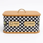 Dekorasyaa 2 Bölmeli Patates Soğanlık - Bambu - Dikdörtgen Dama Desen thumbnail 2