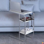 Modilayn C Yan Sehpa Dar Boy Tekerlekli Çalışma, Atıştırmalık, Yemek, Laptop Sehpası Çiçekli Beyaz - 6