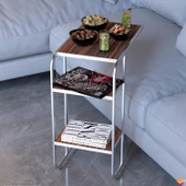 Modilayn C Yan Sehpa Dar Boy Tekerlekli Çalışma, Atıştırmalık, Yemek, Laptop Sehpası Abanoz - 3