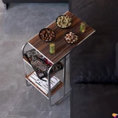 Modilayn C Yan Sehpa Dar Boy Tekerlekli Çalışma, Atıştırmalık, Yemek, Laptop Sehpası Abanoz - 1